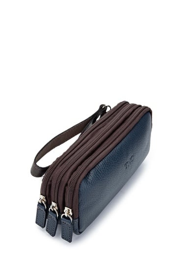  Tamer Tanca Erkek Hakiki Deri Lacivert El Çantası