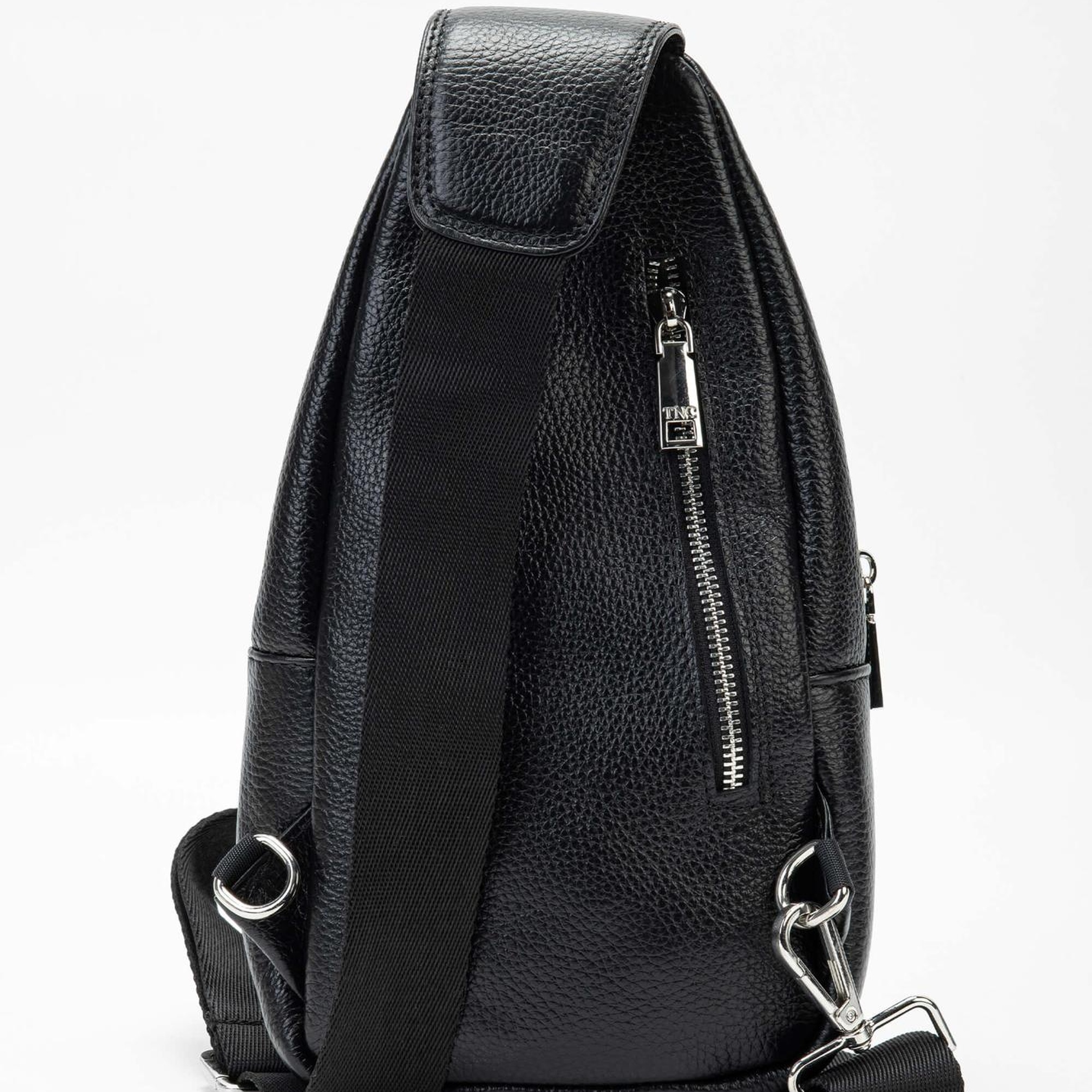 Tamer Tanca Erkek Hakiki Deri Siyah Body Bag Çanta