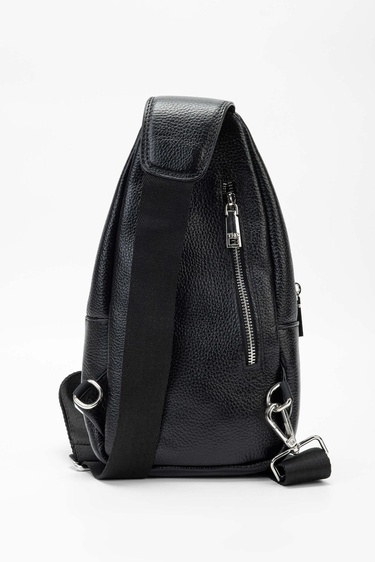  Tamer Tanca Erkek Hakiki Deri Siyah Body Bag Çanta