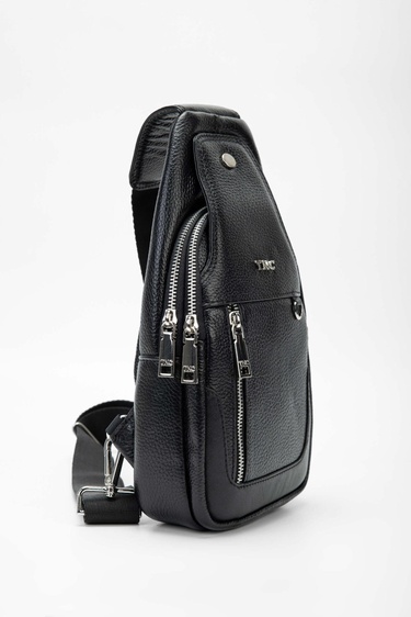  Tamer Tanca Erkek Hakiki Deri Siyah Body Bag Çanta