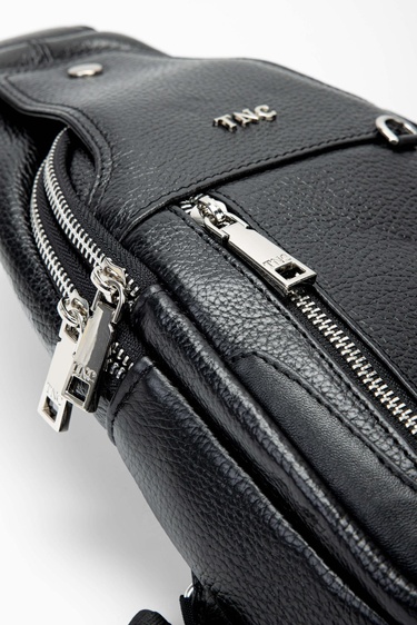  Tamer Tanca Erkek Hakiki Deri Siyah Body Bag Çanta