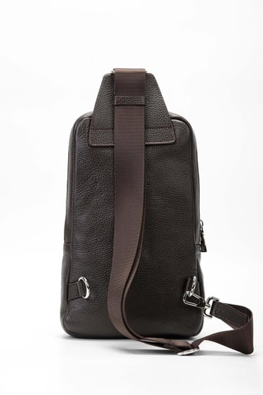  Tamer Tanca Erkek Hakiki Deri Kahverengi Body Bag Çanta