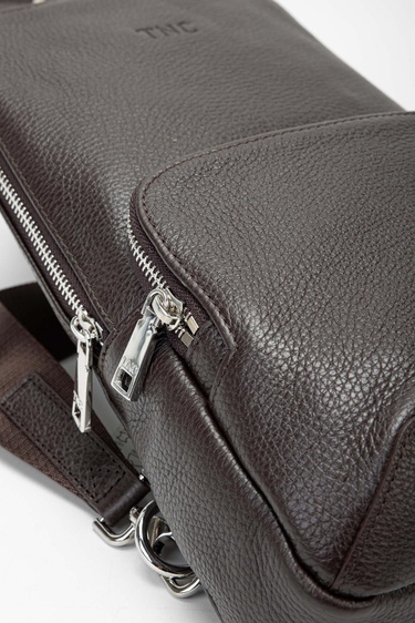  Tamer Tanca Erkek Hakiki Deri Kahverengi Body Bag Çanta