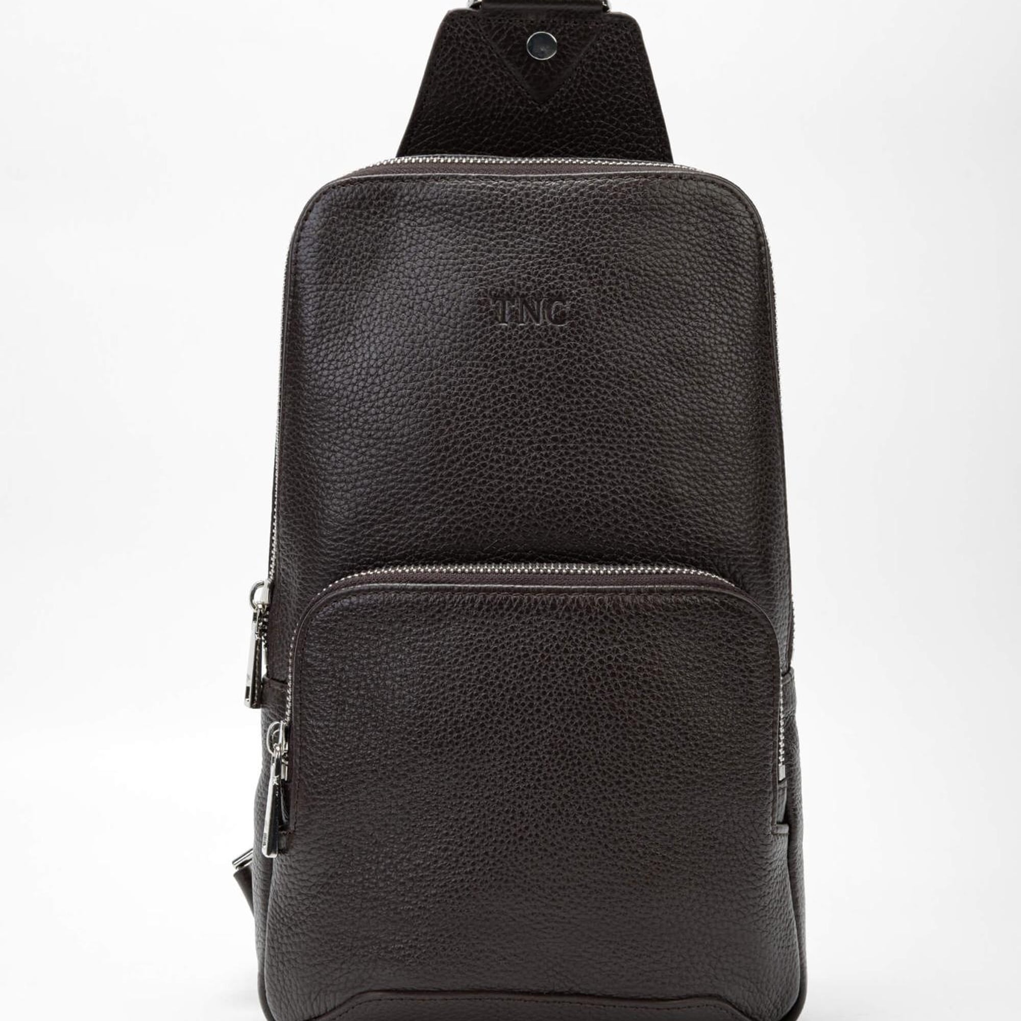 Tamer Tanca Erkek Hakiki Deri Kahverengi Body Bag Çanta