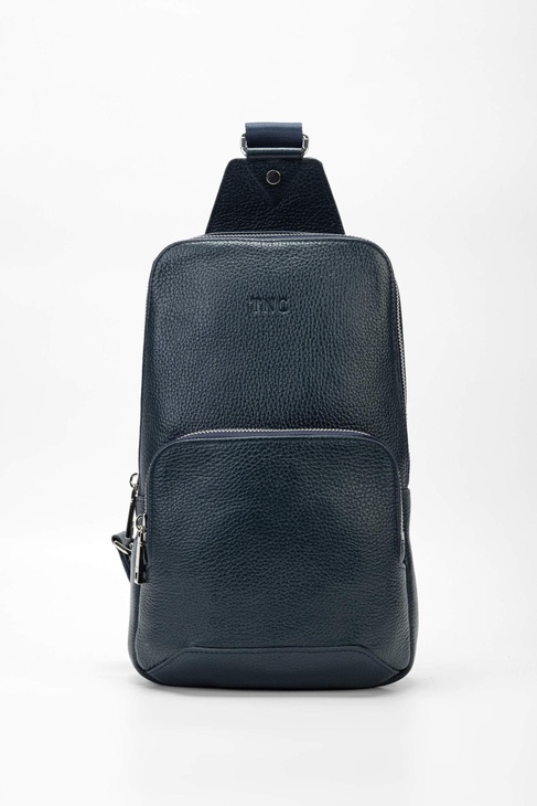  Tamer Tanca Erkek Hakiki Deri Lacivert Body Bag Çanta