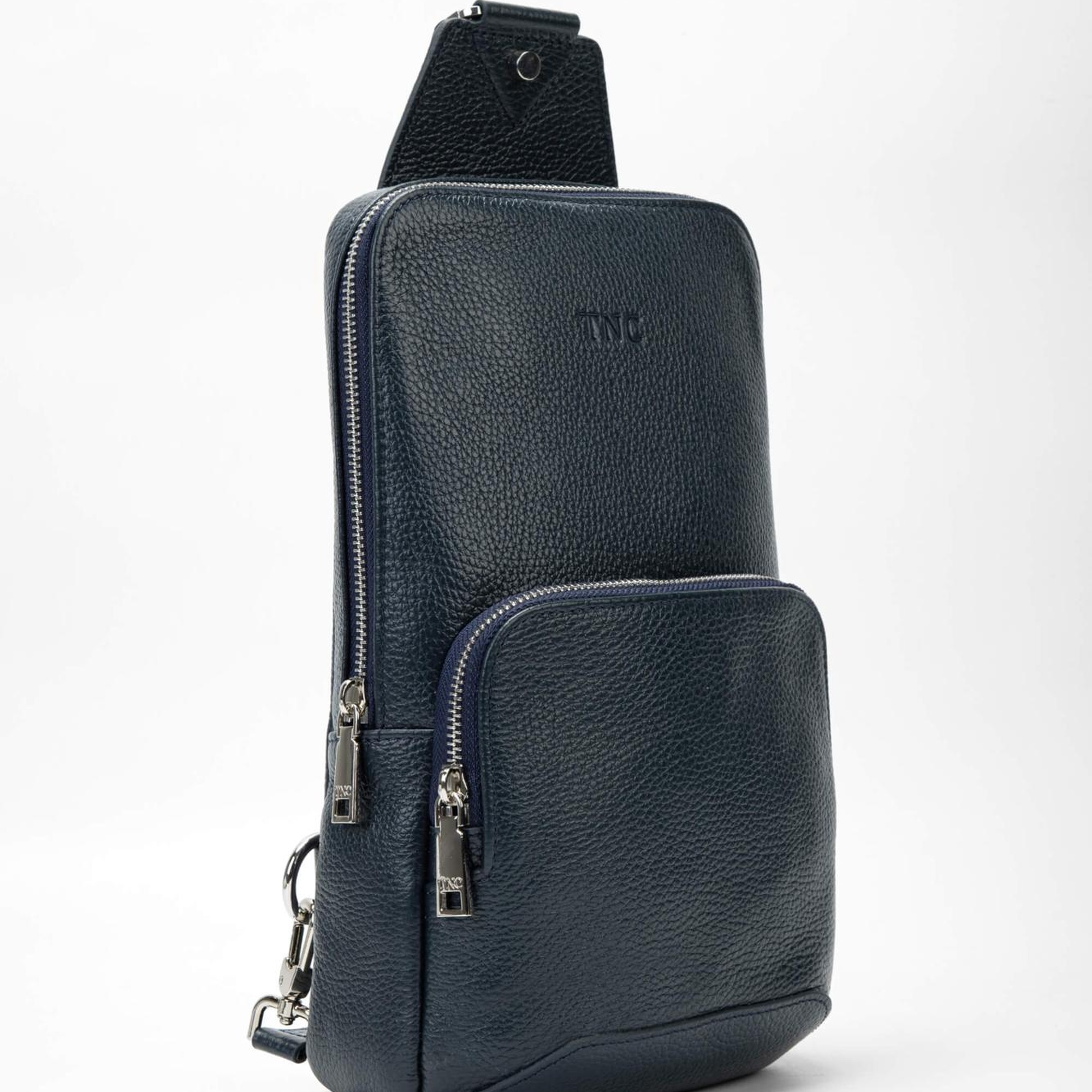 Tamer Tanca Erkek Hakiki Deri Lacivert Body Bag Çanta