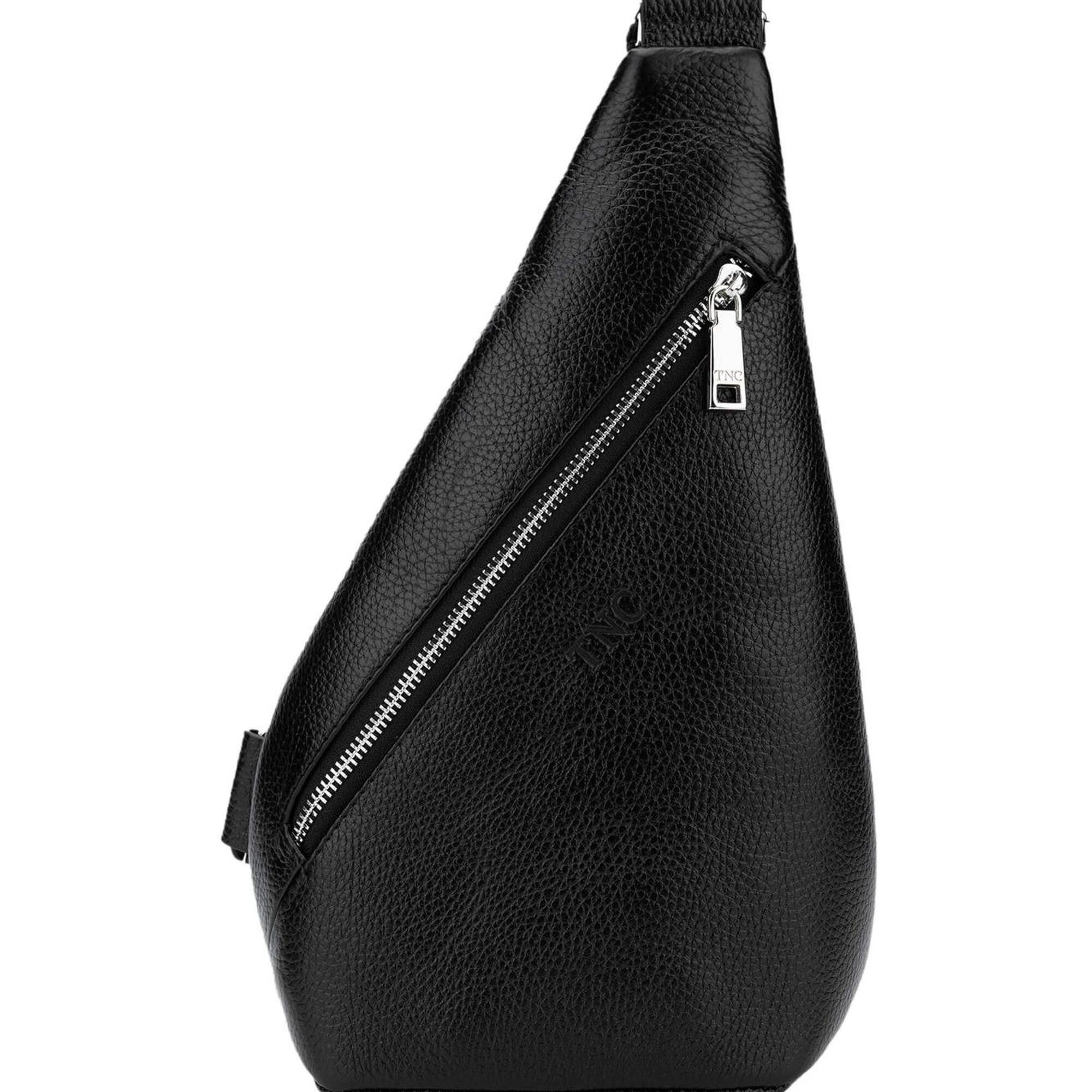 Tamer Tanca Erkek Hakiki Deri Siyah Body Bag Çanta