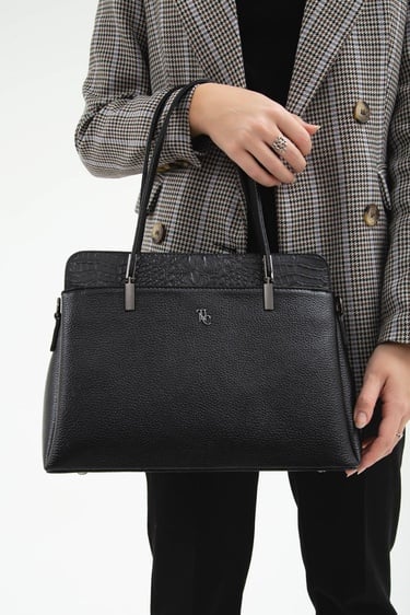  Tamer Tanca Kadın Hakiki Deri Siyah Kol Çantası