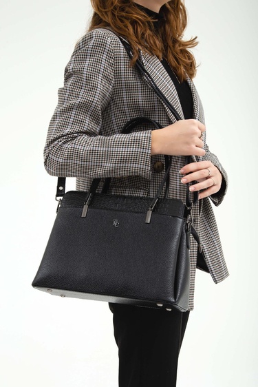  Tamer Tanca Kadın Hakiki Deri Siyah Kol Çantası