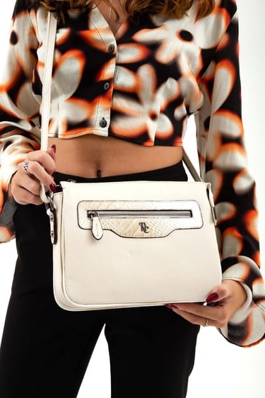  Tamer Tanca Kadın Hakiki Deri Bej Omuz Çanta