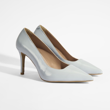  Kadın Mavi Rugan Topuklu Ayakkabı