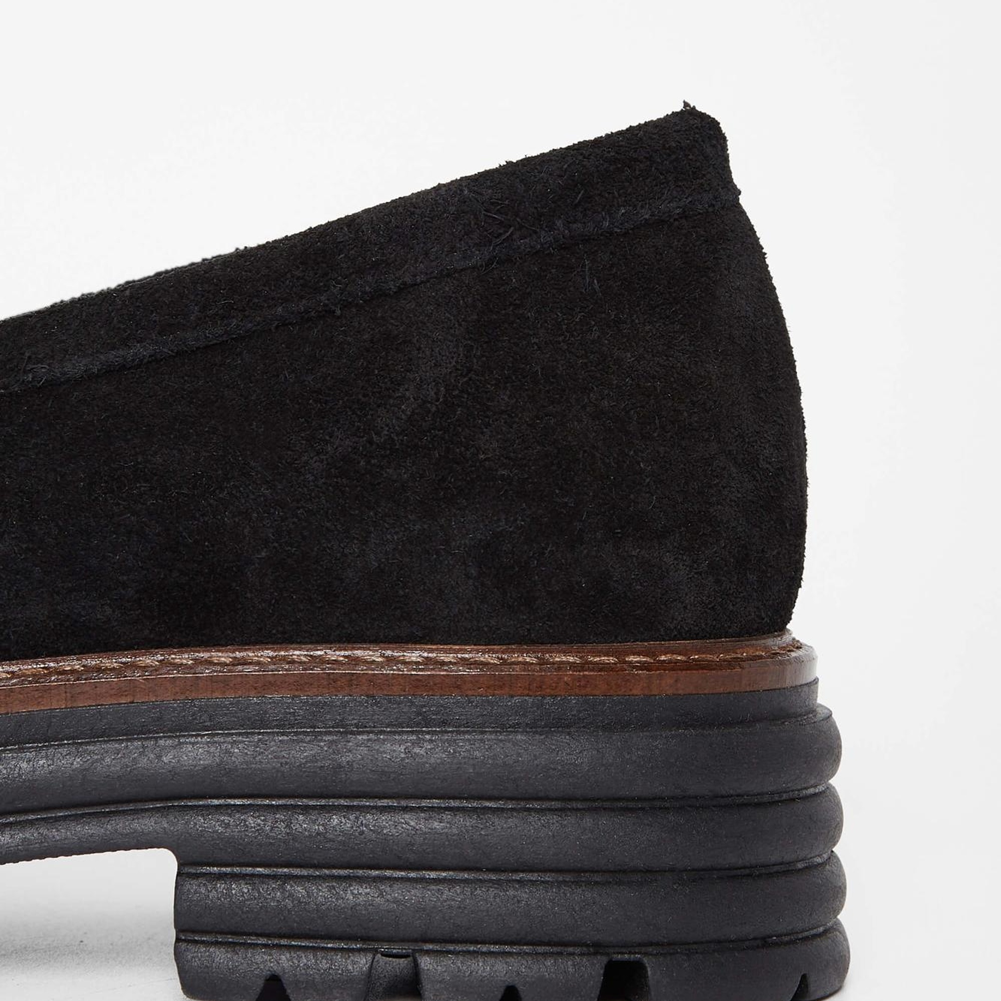 Tamer Tanca Kadın Hakiki Deri Siyah Süet Loafer Ayakkabı