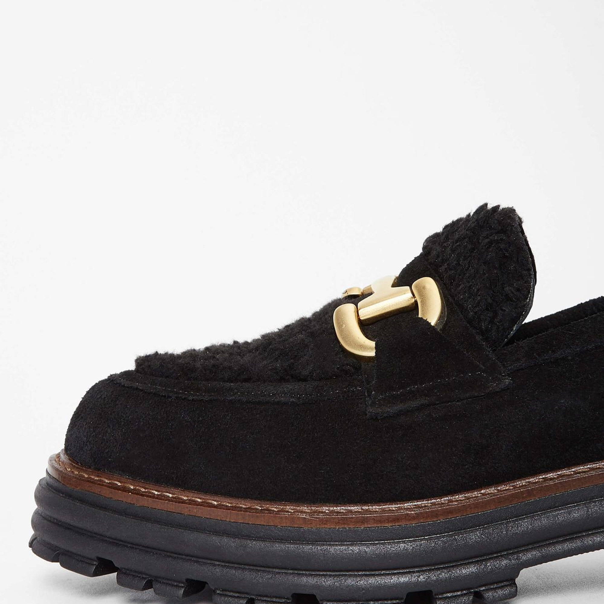 Tamer Tanca Kadın Hakiki Deri Siyah Süet Loafer Ayakkabı