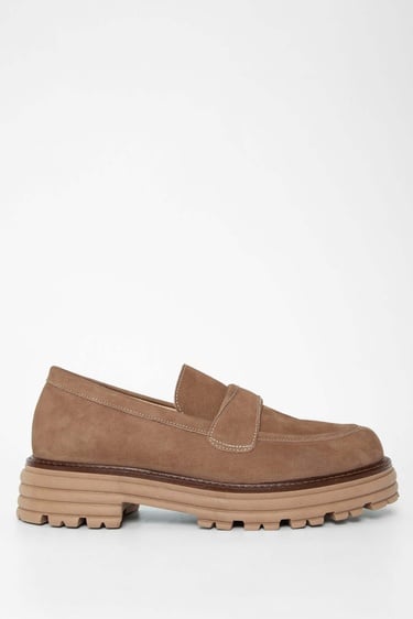  Tamer Tanca Kadın Hakiki Deri Vizon Nubuk Loafer Ayakkabı