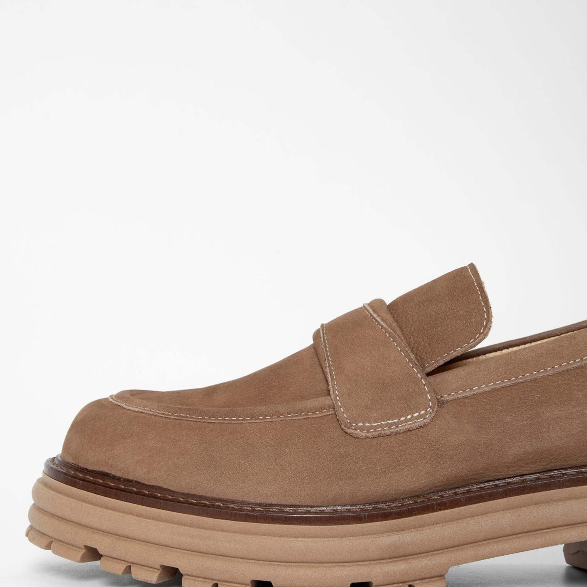 Tamer Tanca Kadın Hakiki Deri Vizon Nubuk Loafer Ayakkabı