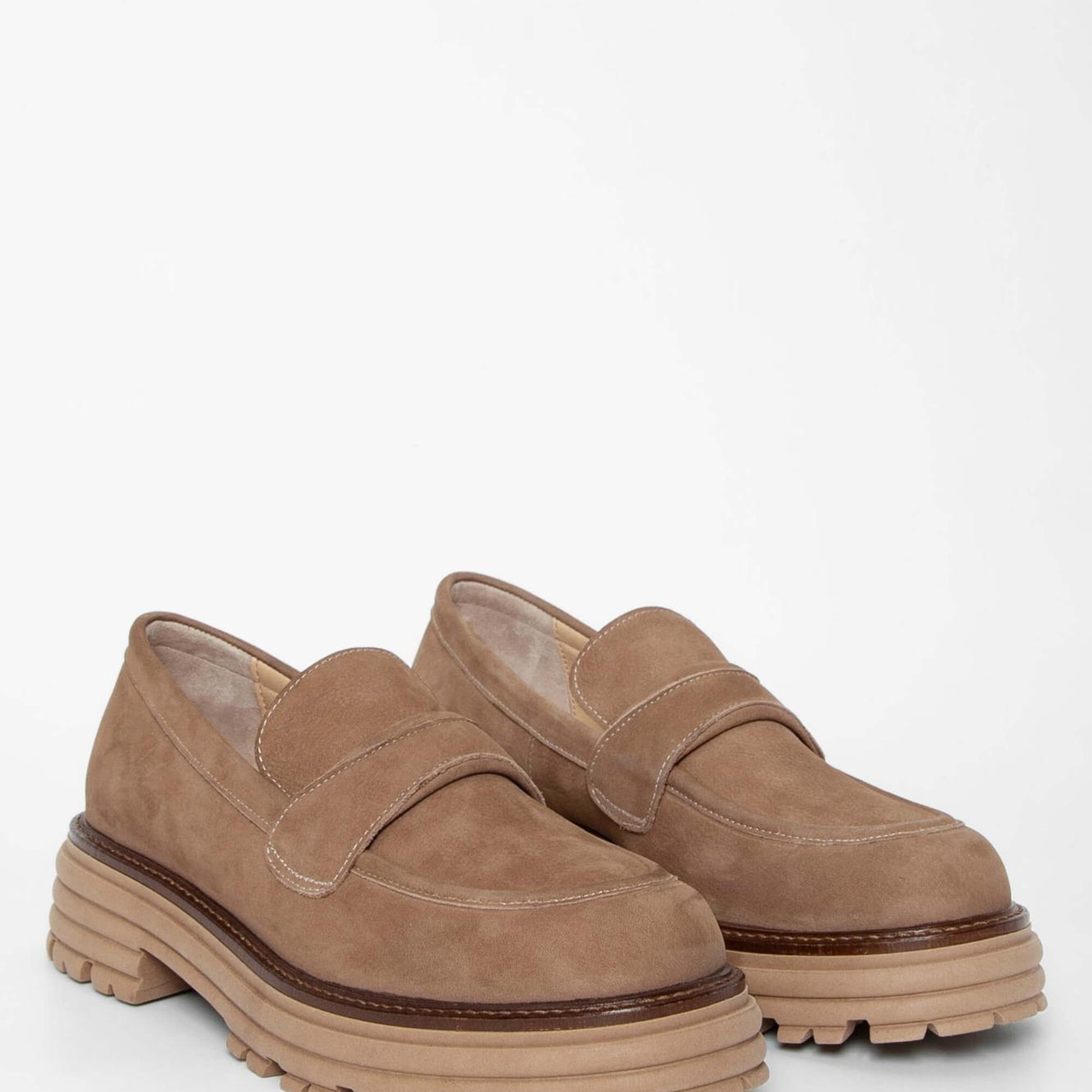 Tamer Tanca Kadın Hakiki Deri Vizon Nubuk Loafer Ayakkabı