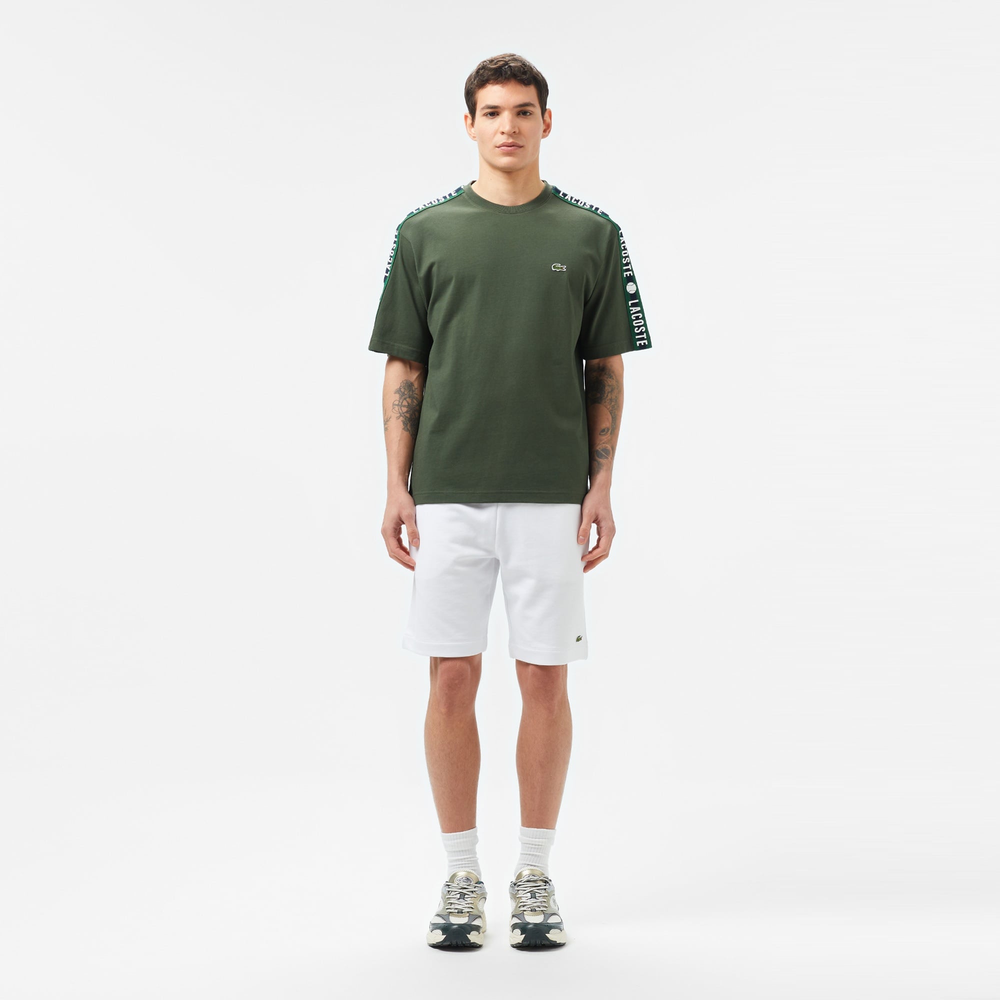 Lacoste Erkek Relaxed Fit Bisiklet Yaka Baskılı Koyu Yeşil T-Shirt