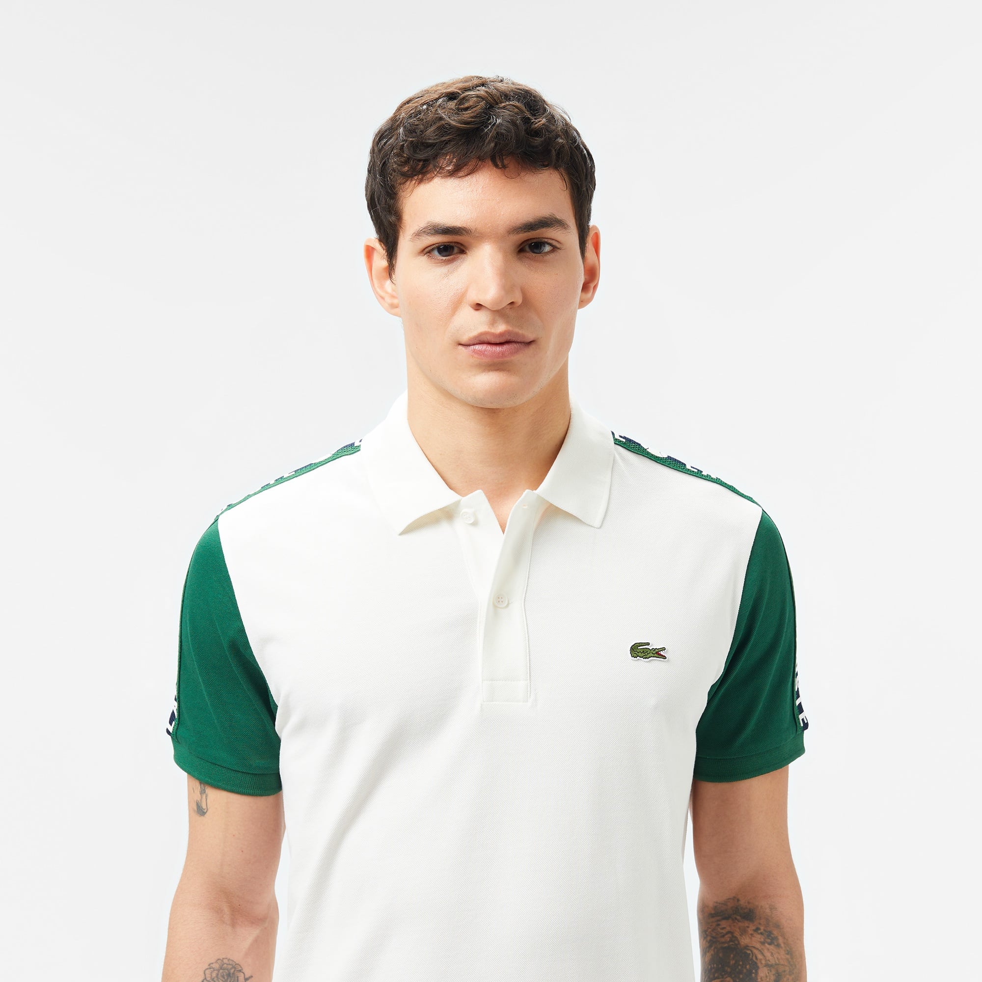 Lacoste Erkek Regular Fit Renk Bloklu Beyaz Polo