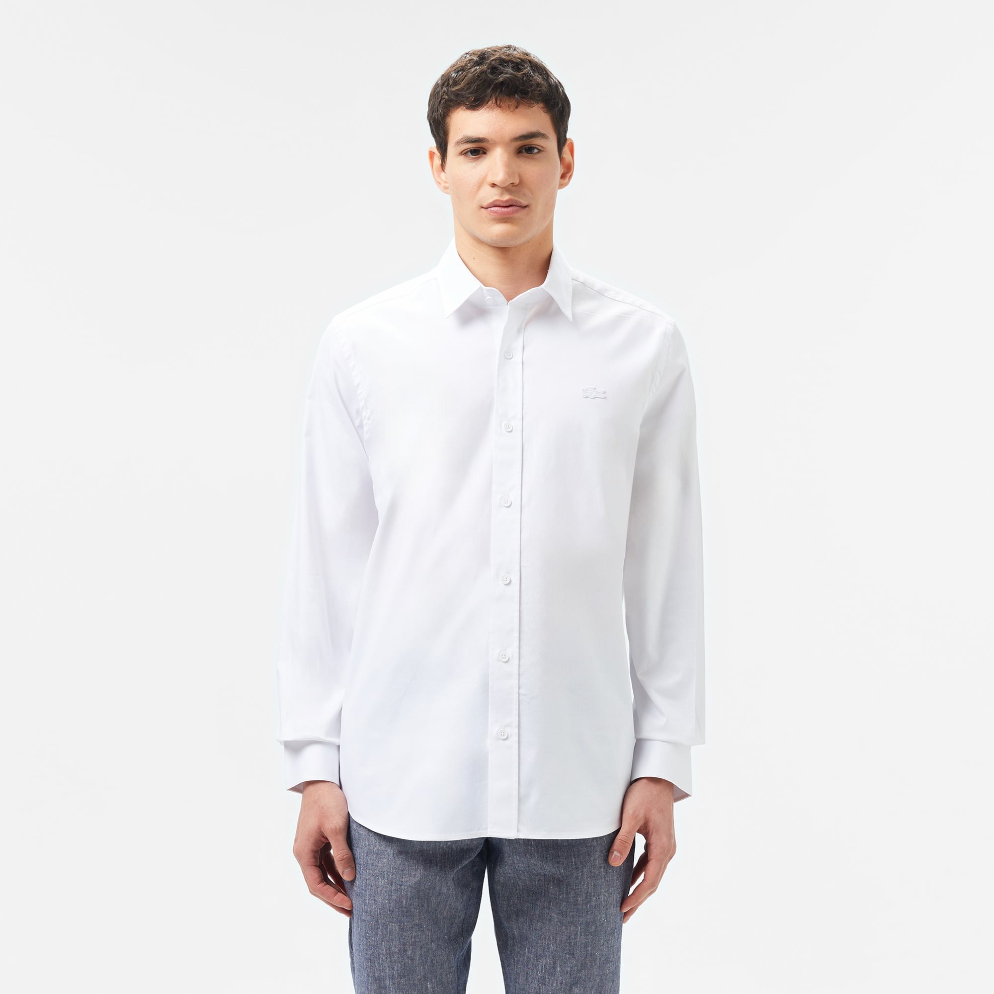 Lacoste Erkek Slim Fit Beyaz Gömlek