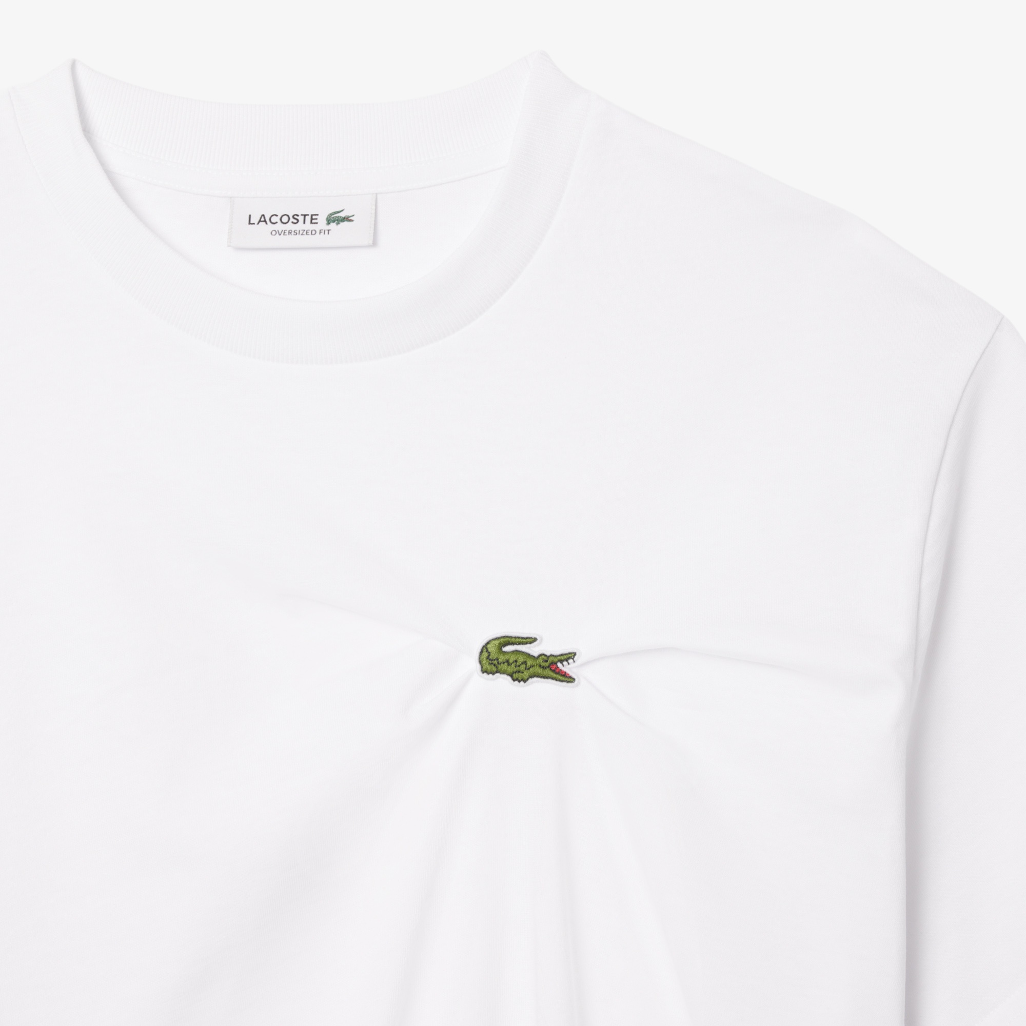 Lacoste Kadın Oversize Fit Bisiklet Yaka Beyaz T-Shirt