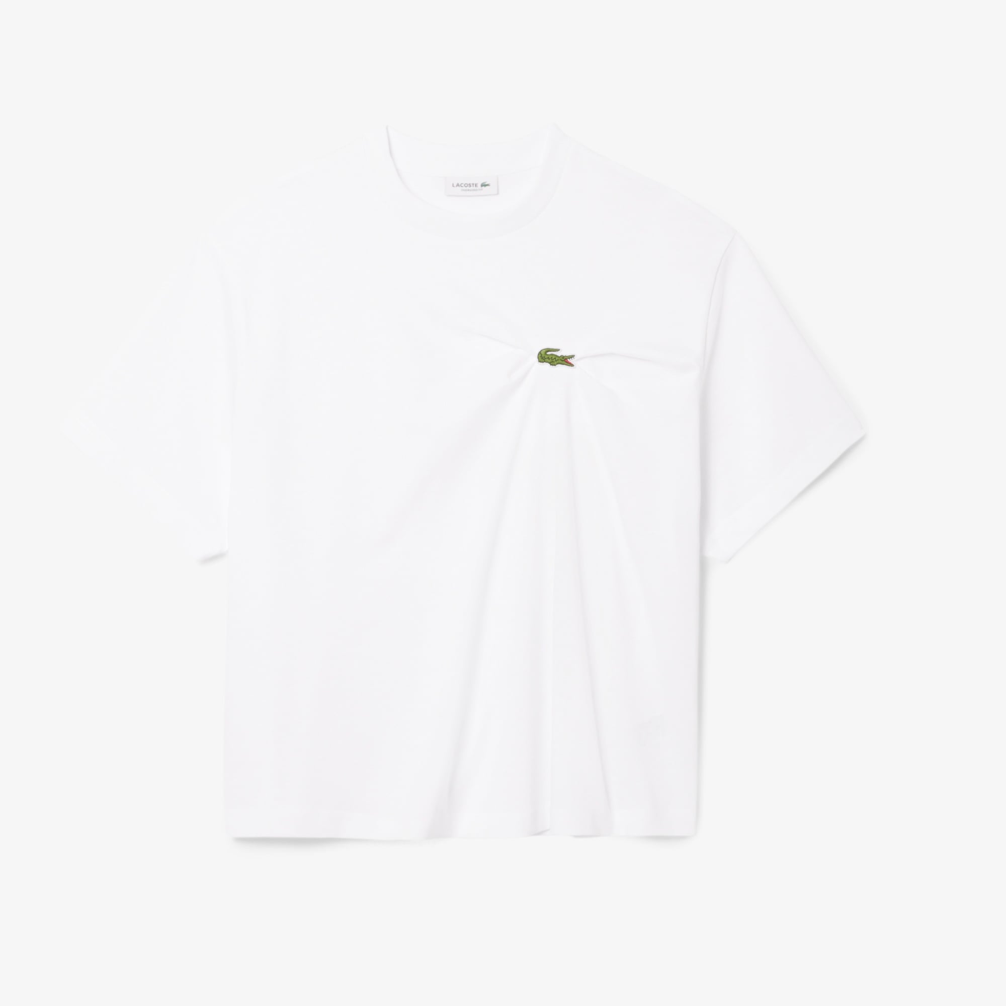 Lacoste Kadın Oversize Fit Bisiklet Yaka Beyaz T-Shirt