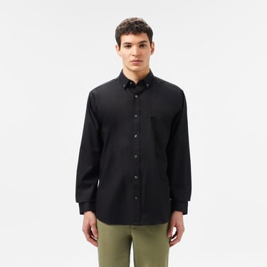  Lacoste Erkek Regular Fit Düğmeli Yaka Siyah Gömlek