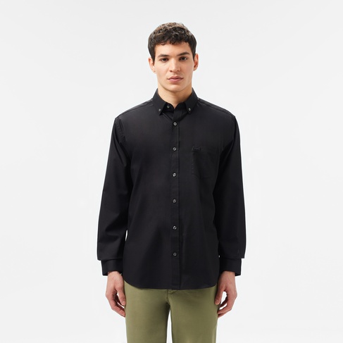  Lacoste Erkek Regular Fit Düğmeli Yaka Siyah Gömlek