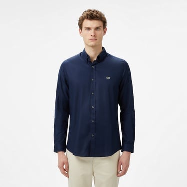  Lacoste Erkek Slim Fit Düğmeli Yaka Lacivert Gömlek