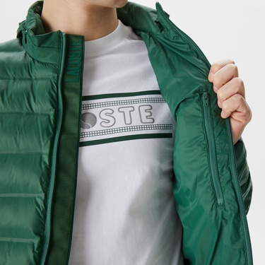  Lacoste Erkek Kapüşonlu Yeşil Mont
