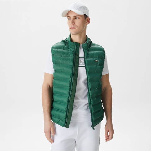  Lacoste Erkek Slim Fit Kapüşonlu Yeşil Yelek