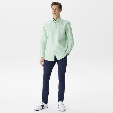 Lacoste Erkek Slim Fit Düğmeli Yaka Açık Yeşil Gömlek
