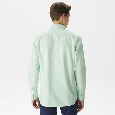  Lacoste Erkek Slim Fit Düğmeli Yaka Açık Yeşil Gömlek