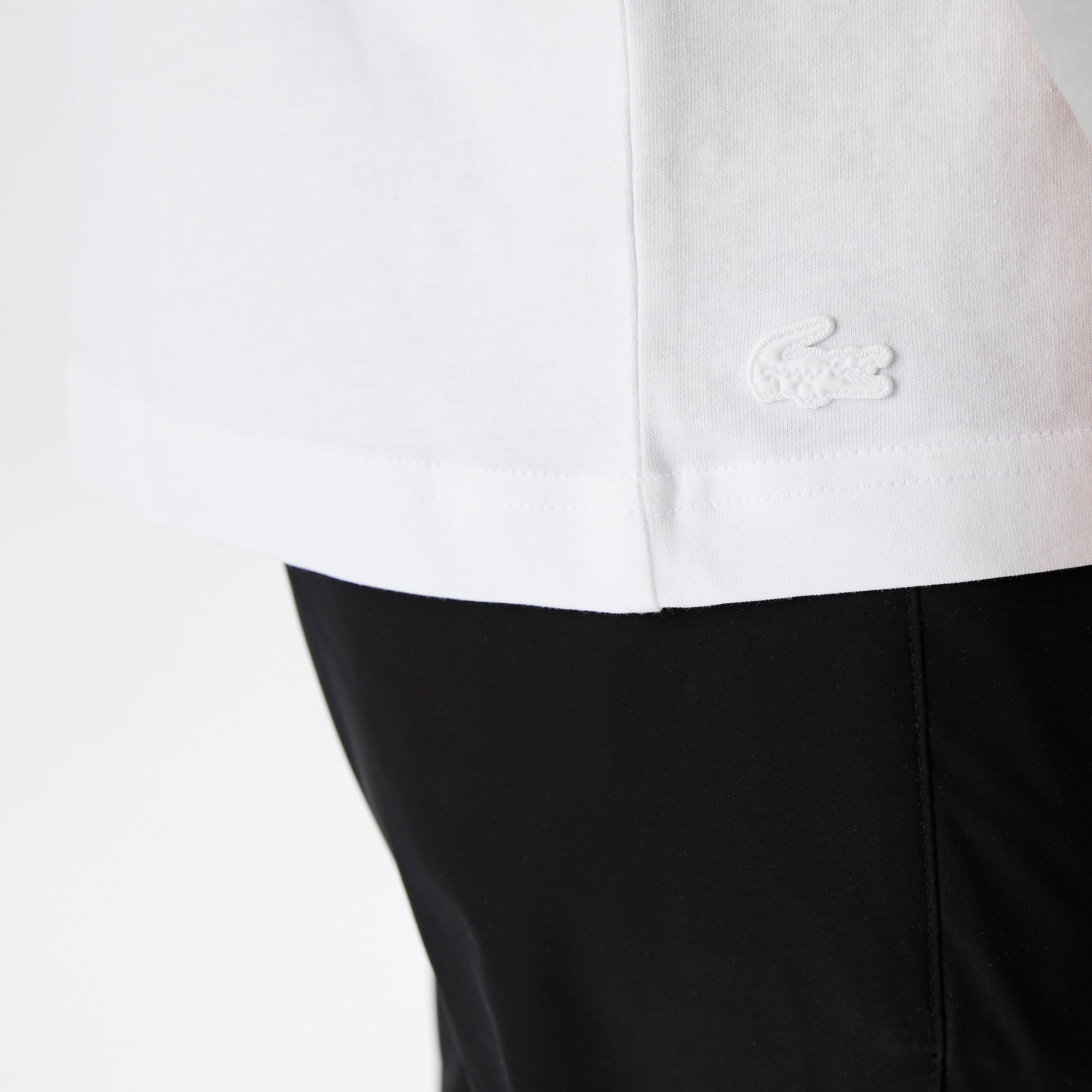 Lacoste Erkek Relaxed Fit Bisiklet Yaka Baskılı Beyaz T-Shirt