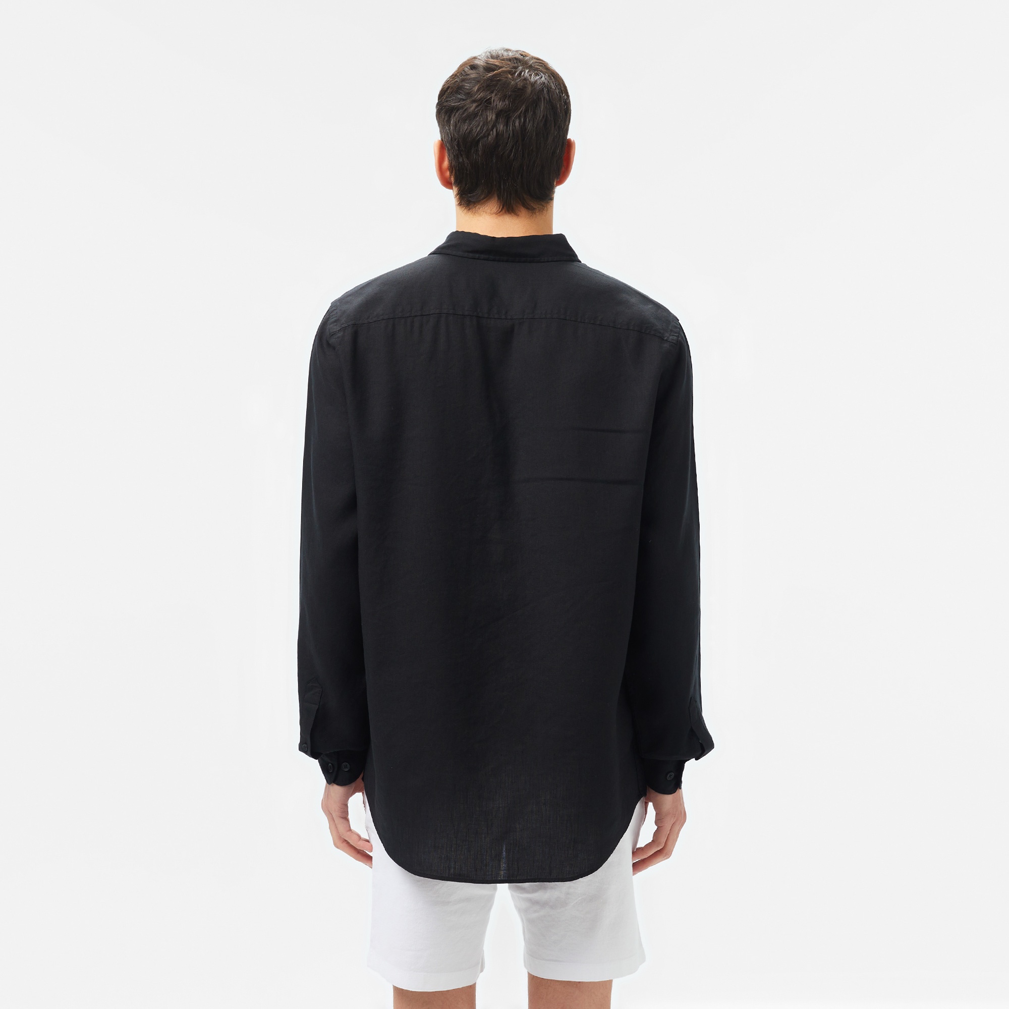 Lacoste Erkek Regular Fit Keten Siyah Gömlek