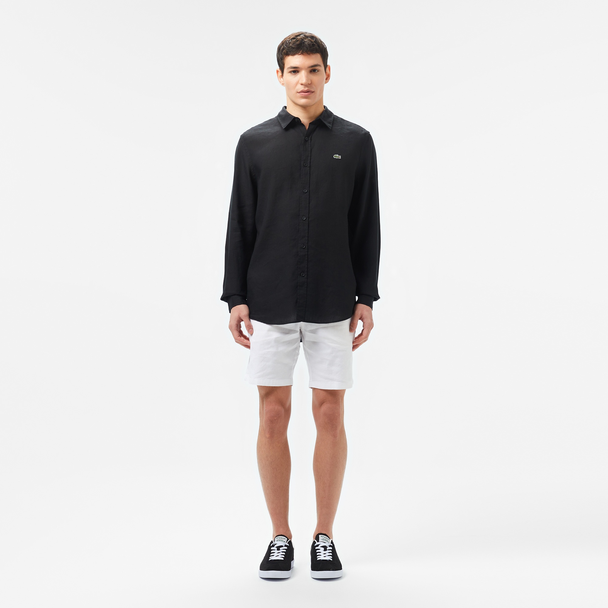 Lacoste Erkek Regular Fit Keten Siyah Gömlek