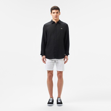  Lacoste Erkek Regular Fit Keten Siyah Gömlek