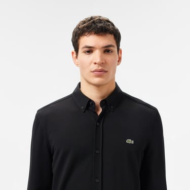 Lacoste Erkek Slim Fit Düğmeli Yaka Siyah Gömlek