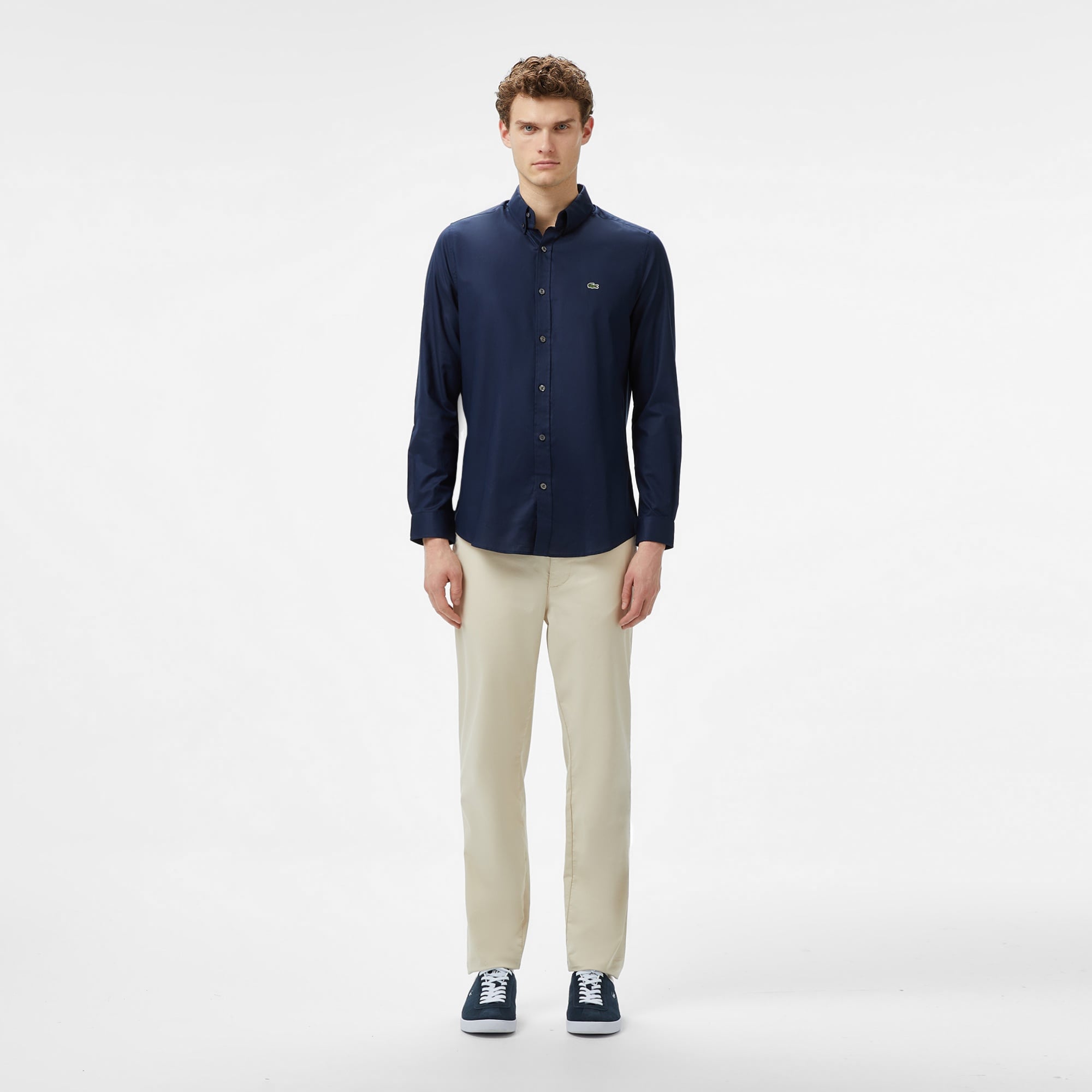 Lacoste Erkek Slim Fit Düğmeli Yaka Lacivert Gömlek