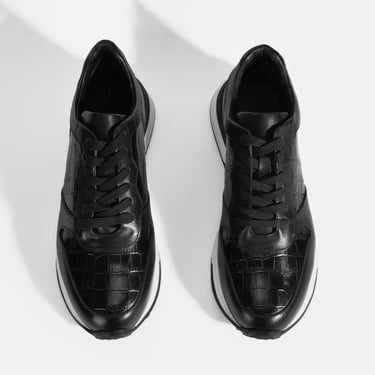  Dimitrin Siyah Erkek Deri Bağcıklı Spor Ayakkabı