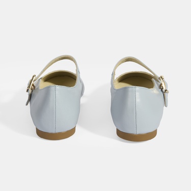  Kadın Mavi Deri Mary Jane Babet