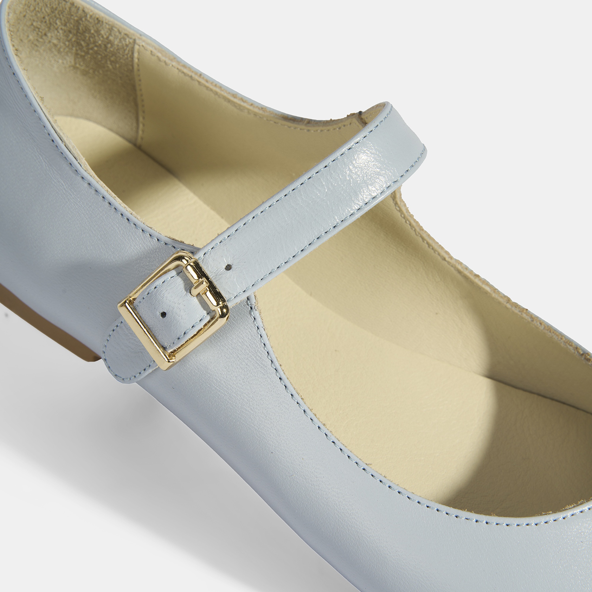 Kadın Mavi Deri Mary Jane Babet