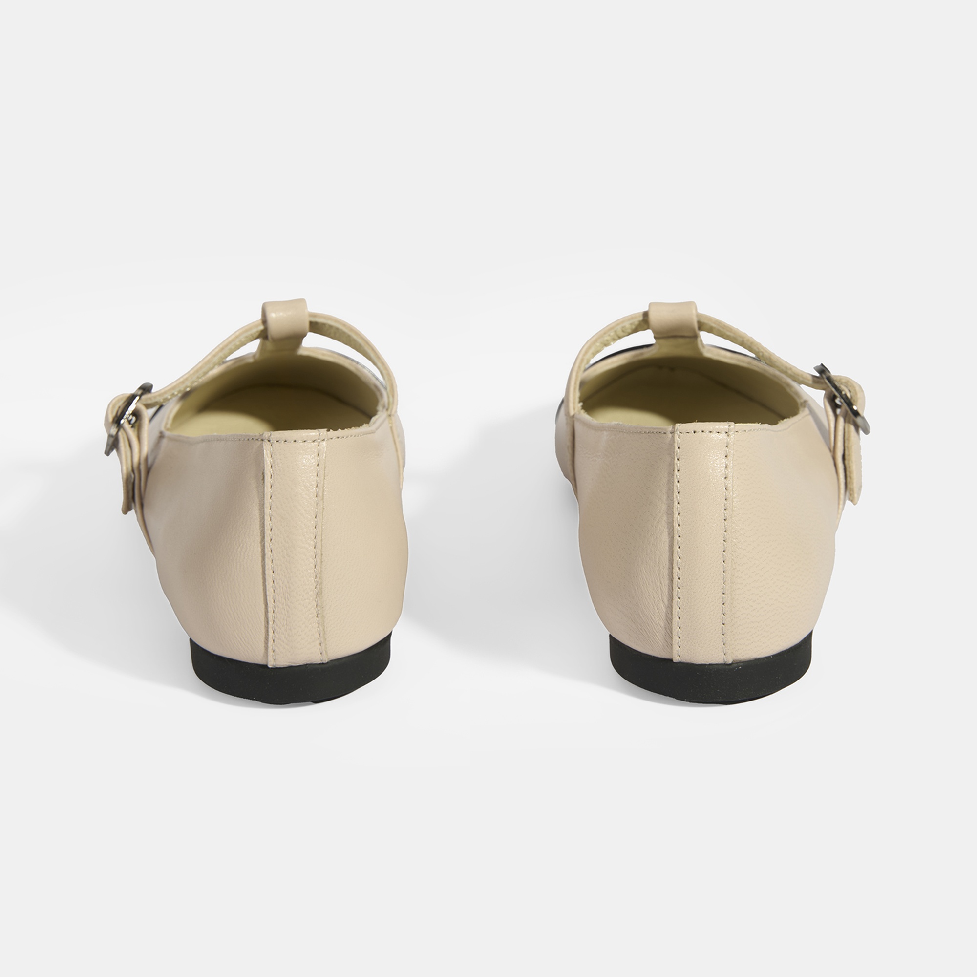 Kadın Krem Rugan T-Bant Mary Jane Babet