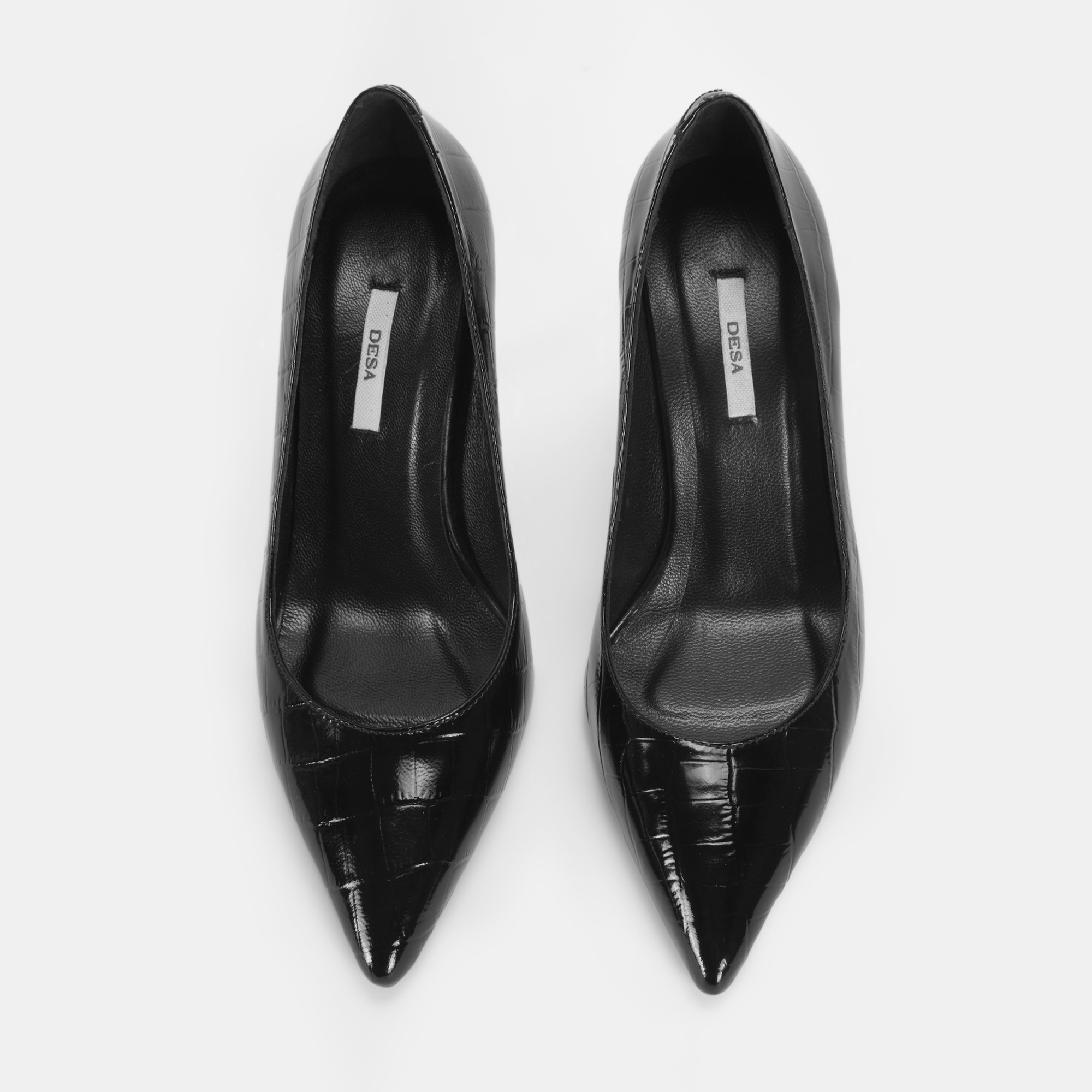 Kadın Siyah Kroko Baskılı Deri Klasik Ayakkabı