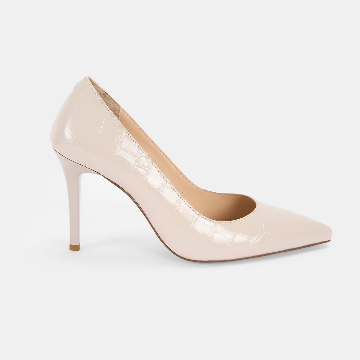  Kadın Krem Kroko Baskılı Deri Klasik Ayakkabı