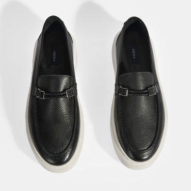  Liverty Siyah Erkek Deri Tokalı Loafer