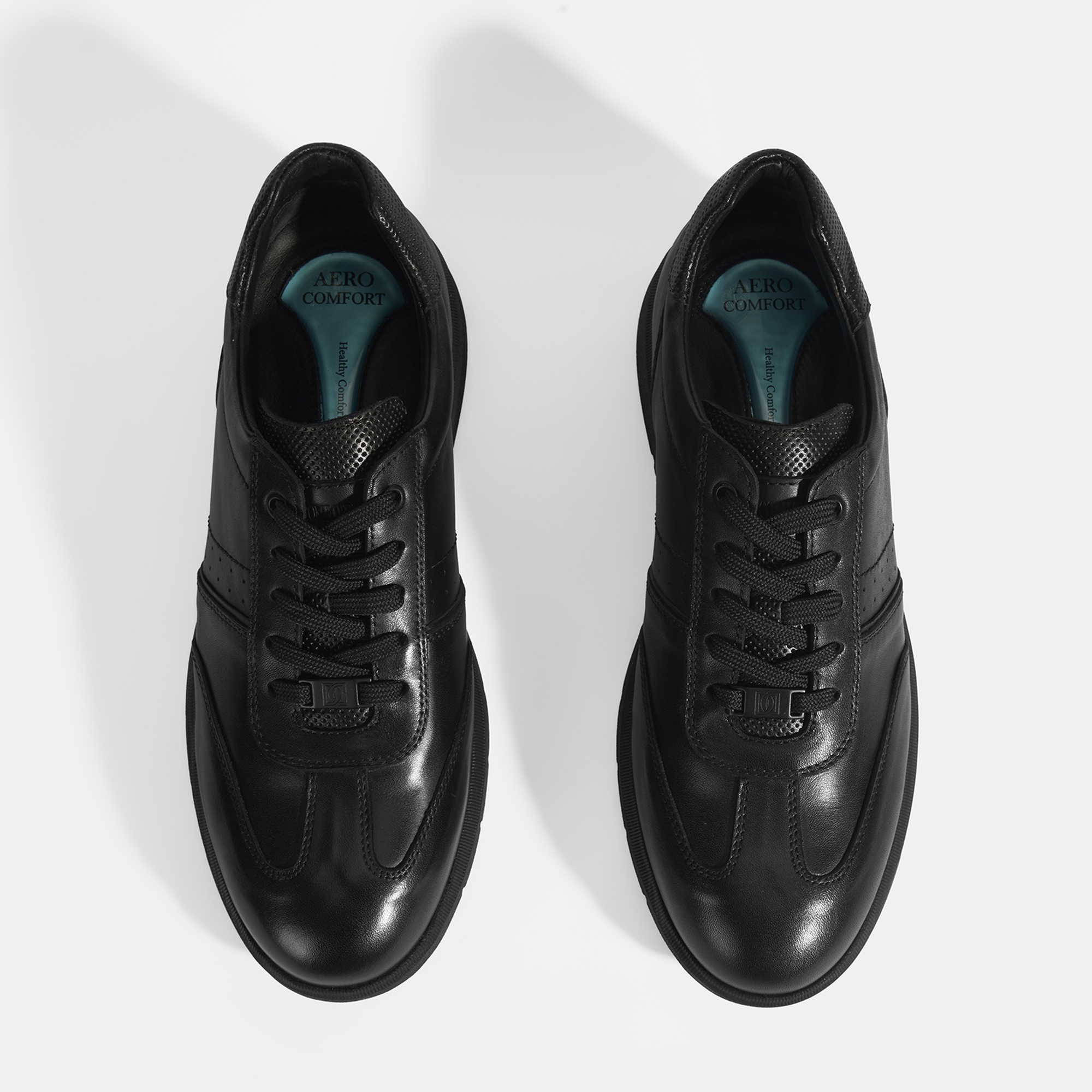 Erkek Siyah DesaComfort Bağcıklı Deri Günlük Ayakkabı