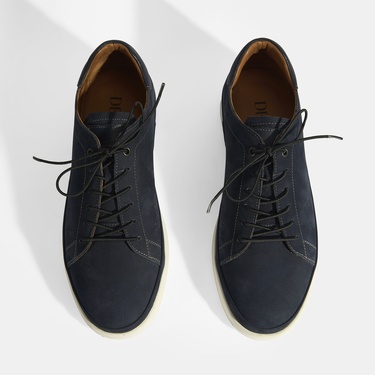  Erkek Lacivert Deri Bağcıklı Günlük Ayakkabı