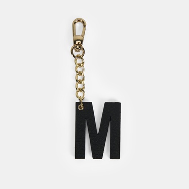  M Harfi Siyah Hakiki Deri Charm Anahtarlık