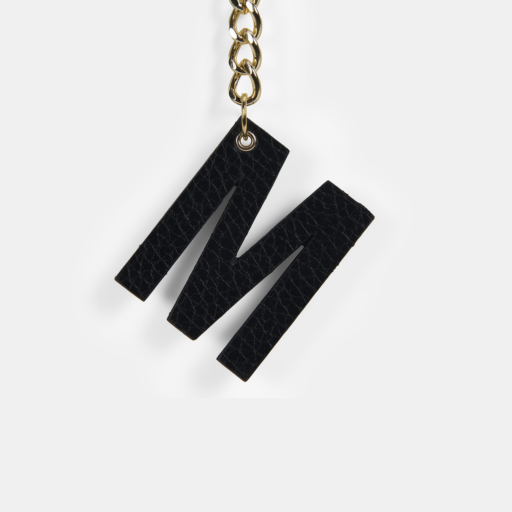 M Harfi Siyah Hakiki Deri Charm Anahtarlık