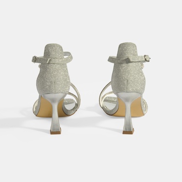  Kadın Gümüş Toka Detaylı Topuklu Abiye Sandalet